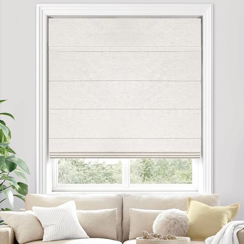 100% Blackout Cordless Roman Shades, 19 3/4" W × 60" H, Blackout, Beige