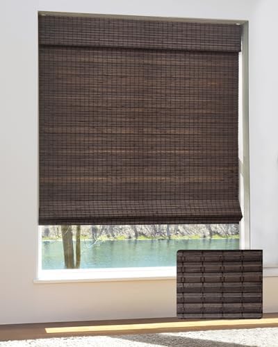 Cordless Bamboo Roman Shades, 22.5×48 in, BDP-Espresso