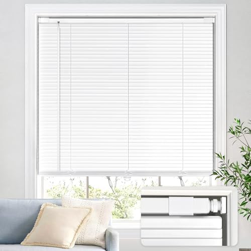 No Drill Aluminum Cordless Mini Blinds, 29×48 in, White