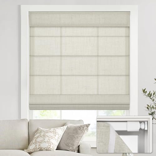 No Drill Cordless Roman Shades, 20×64 in, Light Filtering Beige
