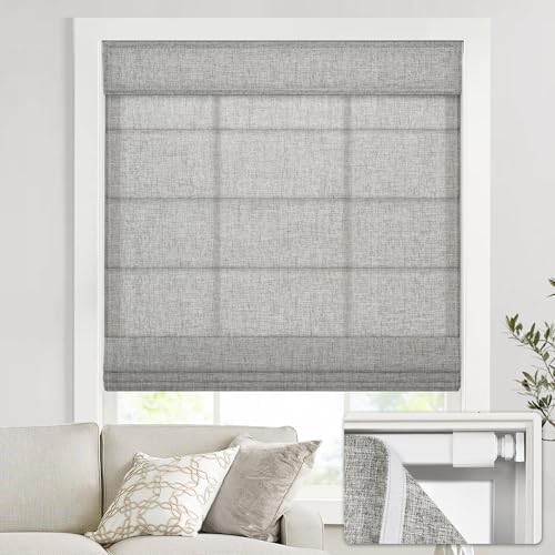 No Drill Cordless Roman Shades, 20×64 in, Light Filtering Grey